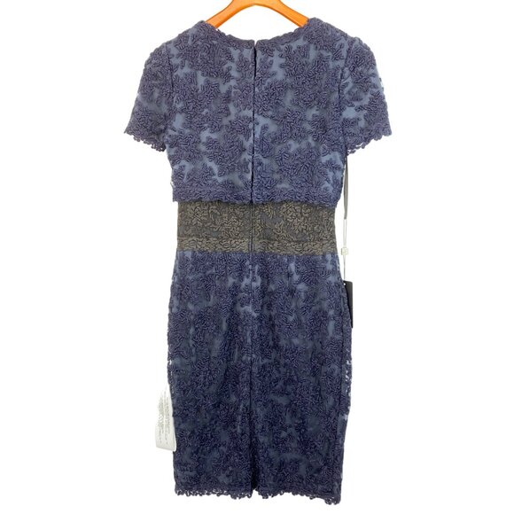 NWT Tadashi Shoji Mesh Lacy Overlay Pencil Dress Size 6 S Stretch RDD10676 - Picture 8 of 16